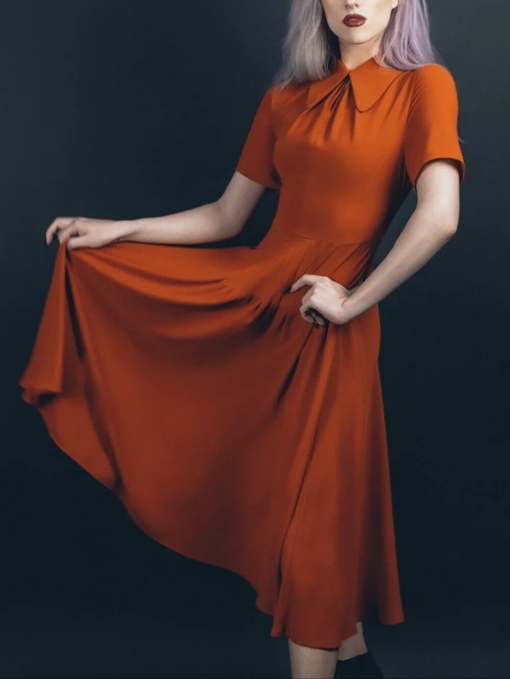 Lively Ghosts Haddonfield Dress 1940s Inspired Retro Pumpkin Orange Sz XL